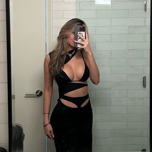 I.AM.GIA REVOLVE Genivieve knit black sexy cutout bra midi dress S